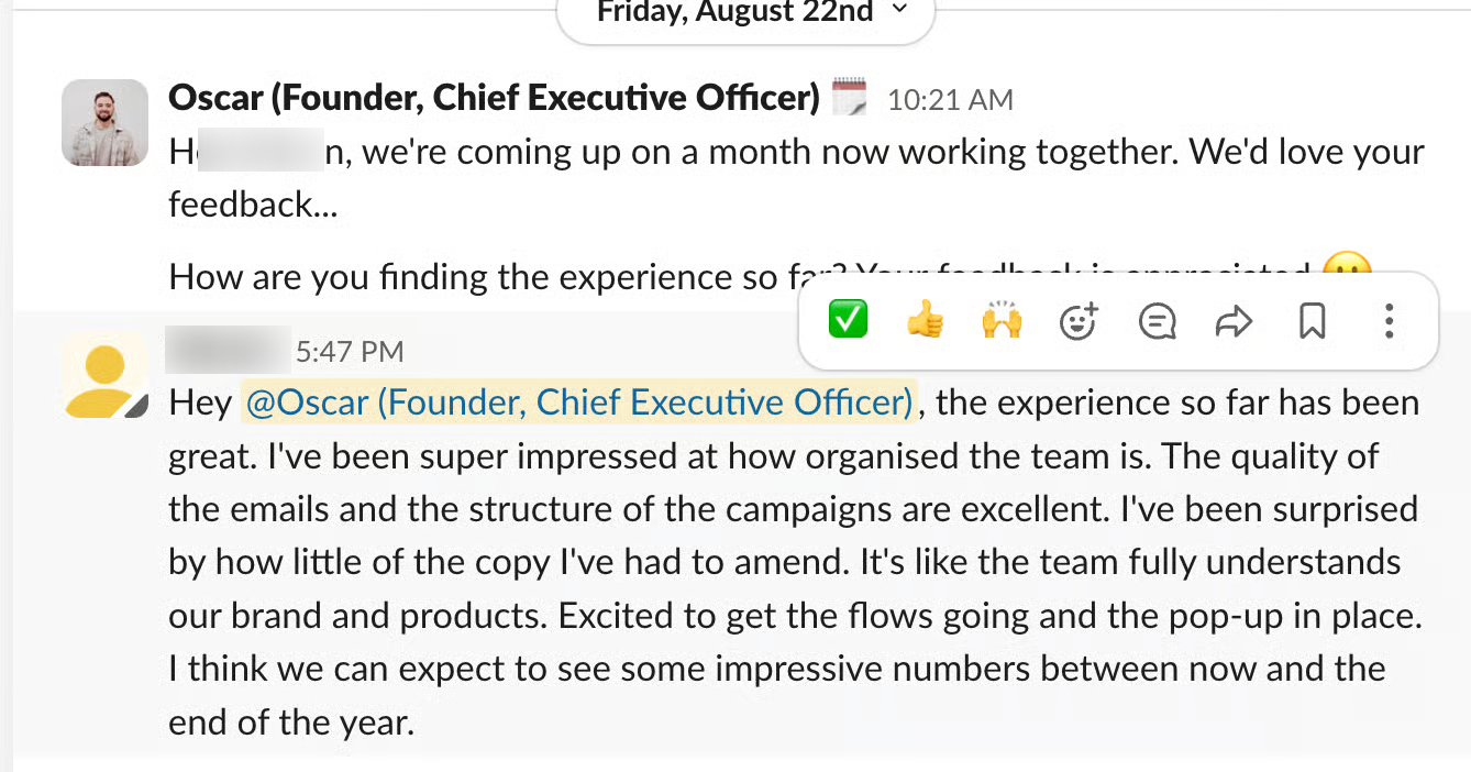 Client feedback