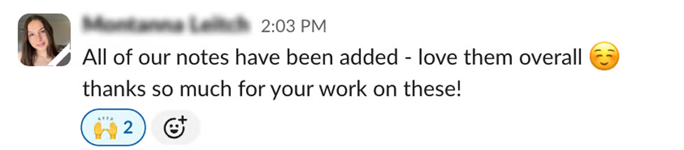 Client feedback
